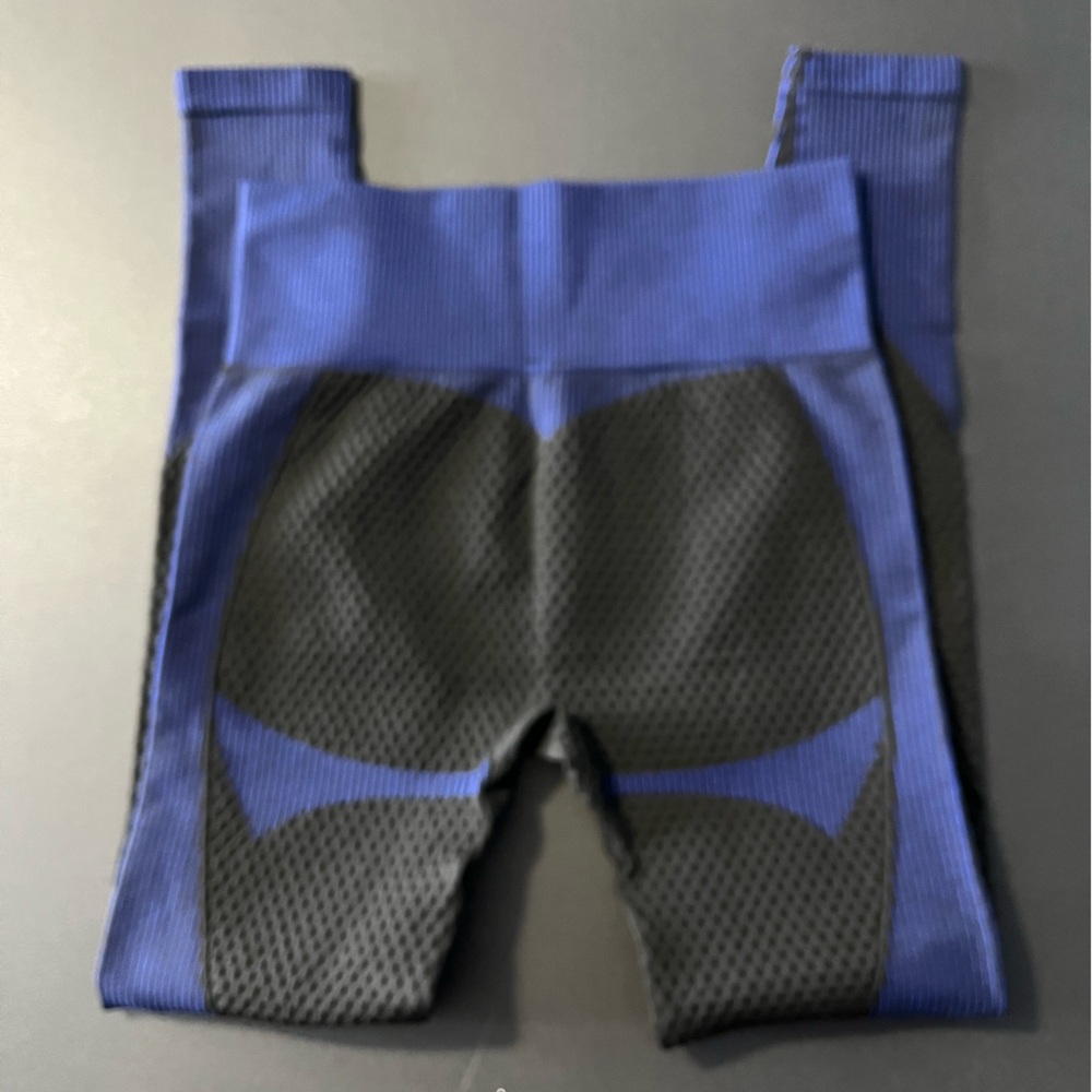 Blue & Black Seamless High-Rise Leggings | Size S | New Without Tags